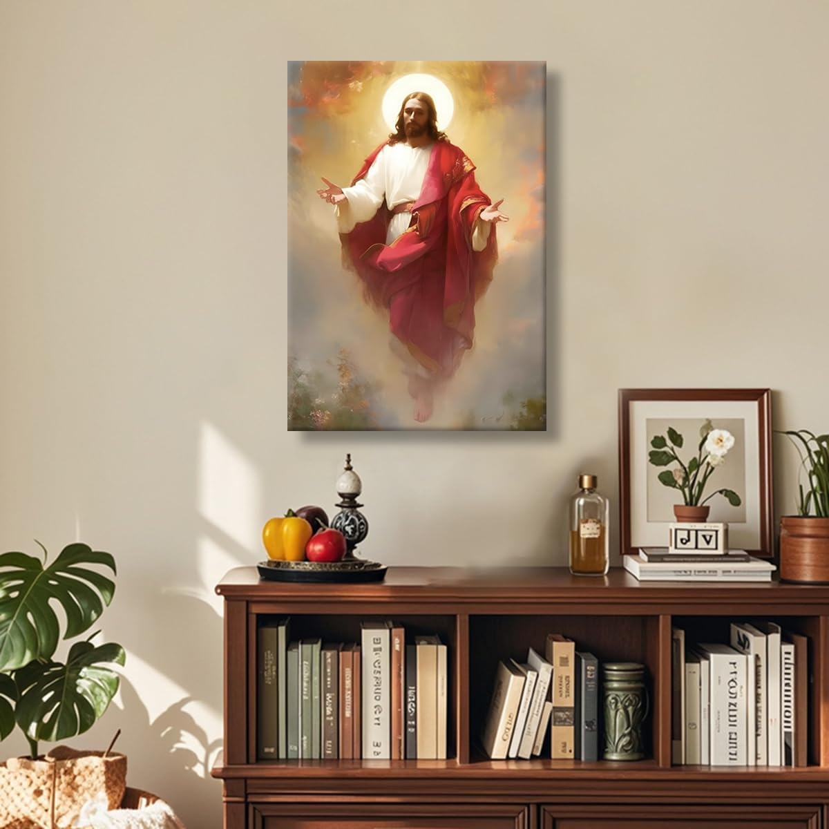 Luxe Blue Canvas Wall Art — 36" — Jesus Christ Ascension Wall Art