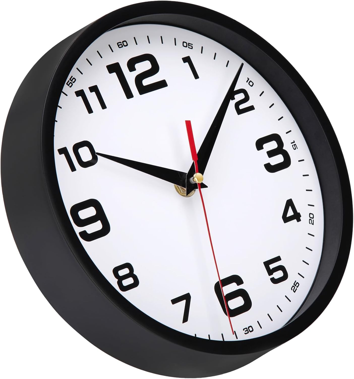 Battery Operated Modern Black Wall Clock — 8" - View 8