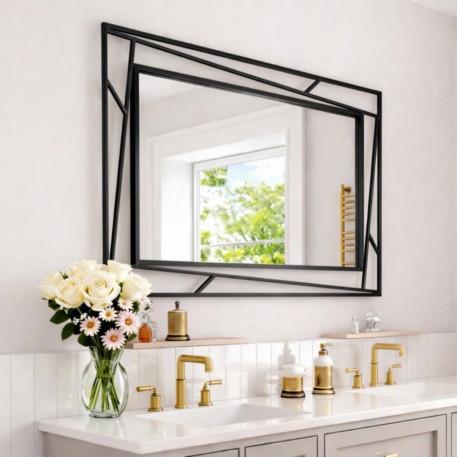 Framed Farmhouse Black Wall Mirror — 28" — Black