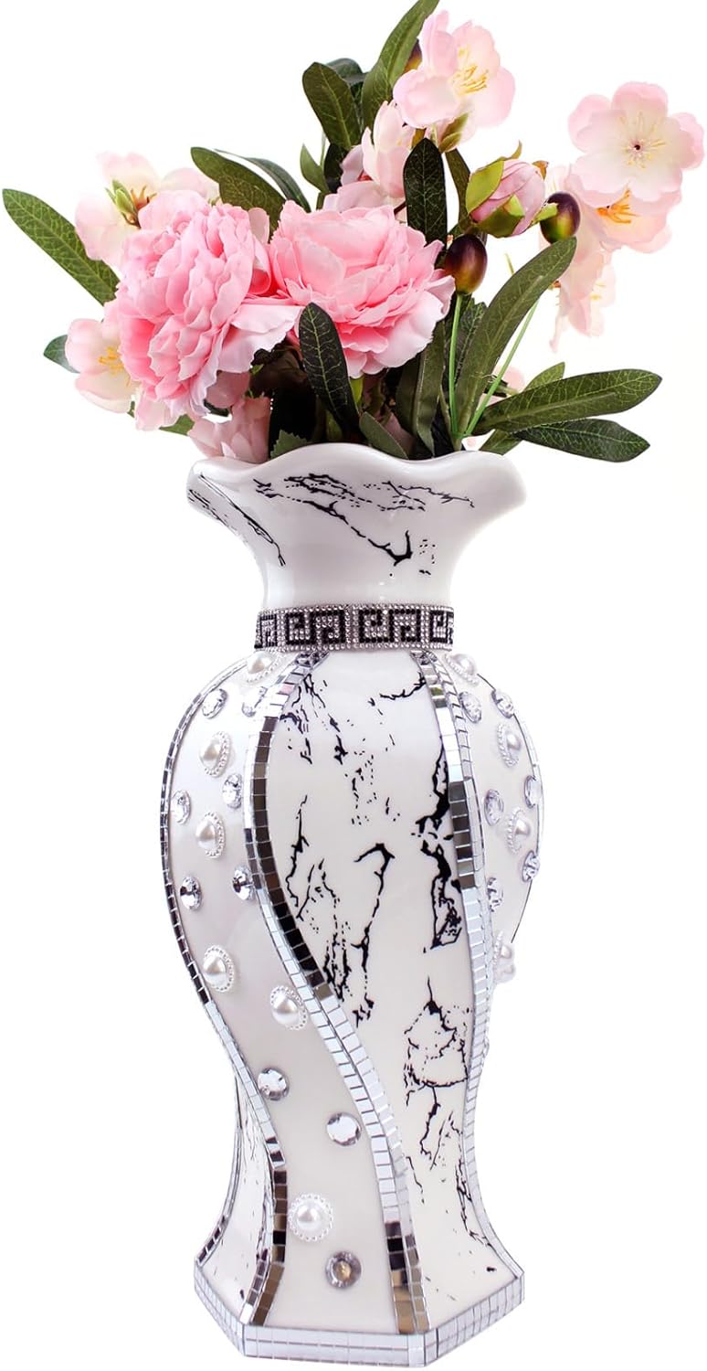 Luxe Ceramic Flower Vase — 30cm Sliver--Beads