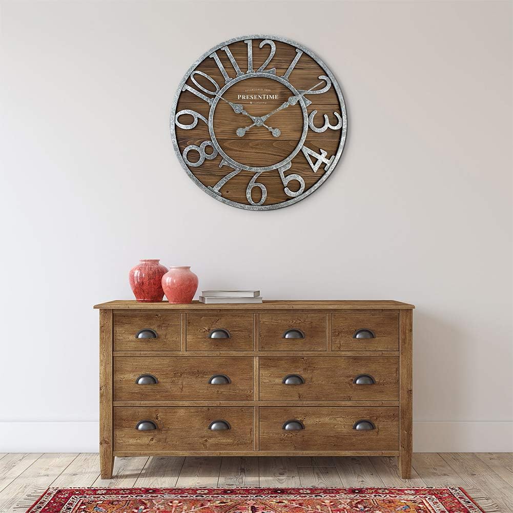 Vintage Farmhouse Wood Clock — 5" - View 4