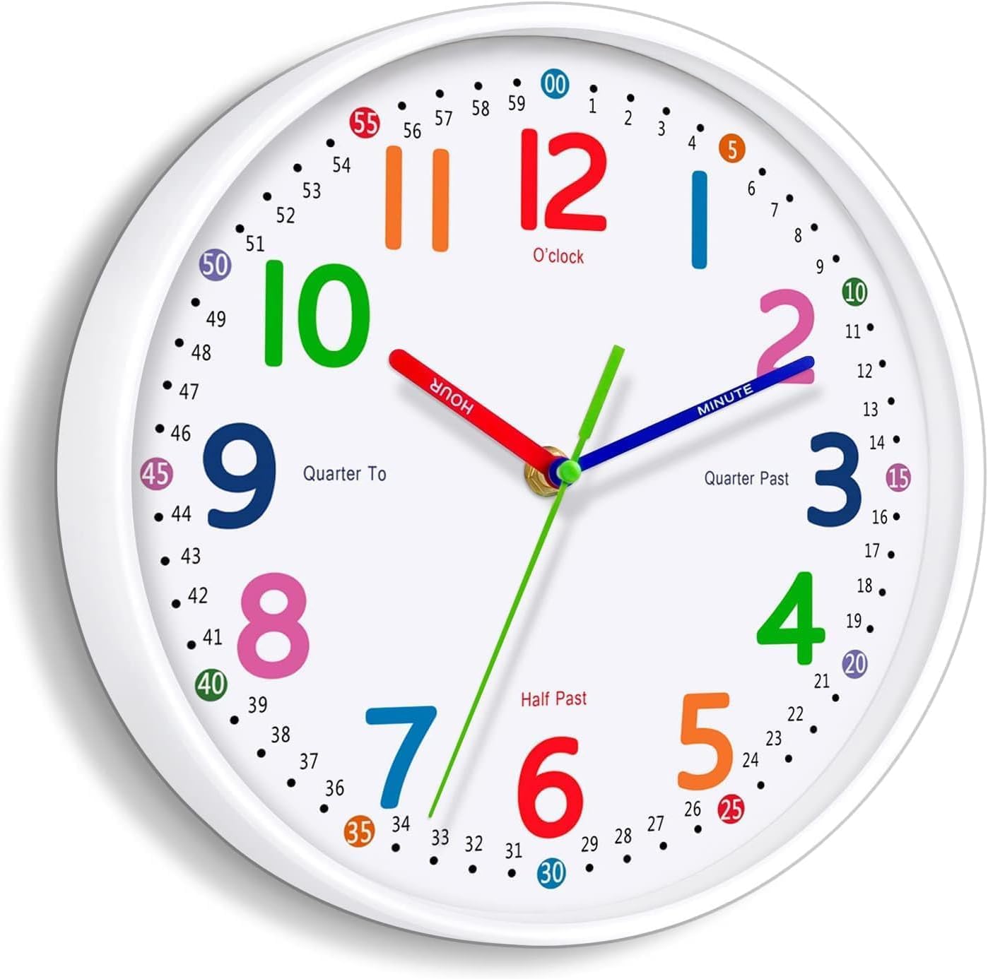 Battery Operated Farmhouse White Wall Clock — 10" — 8 Inch