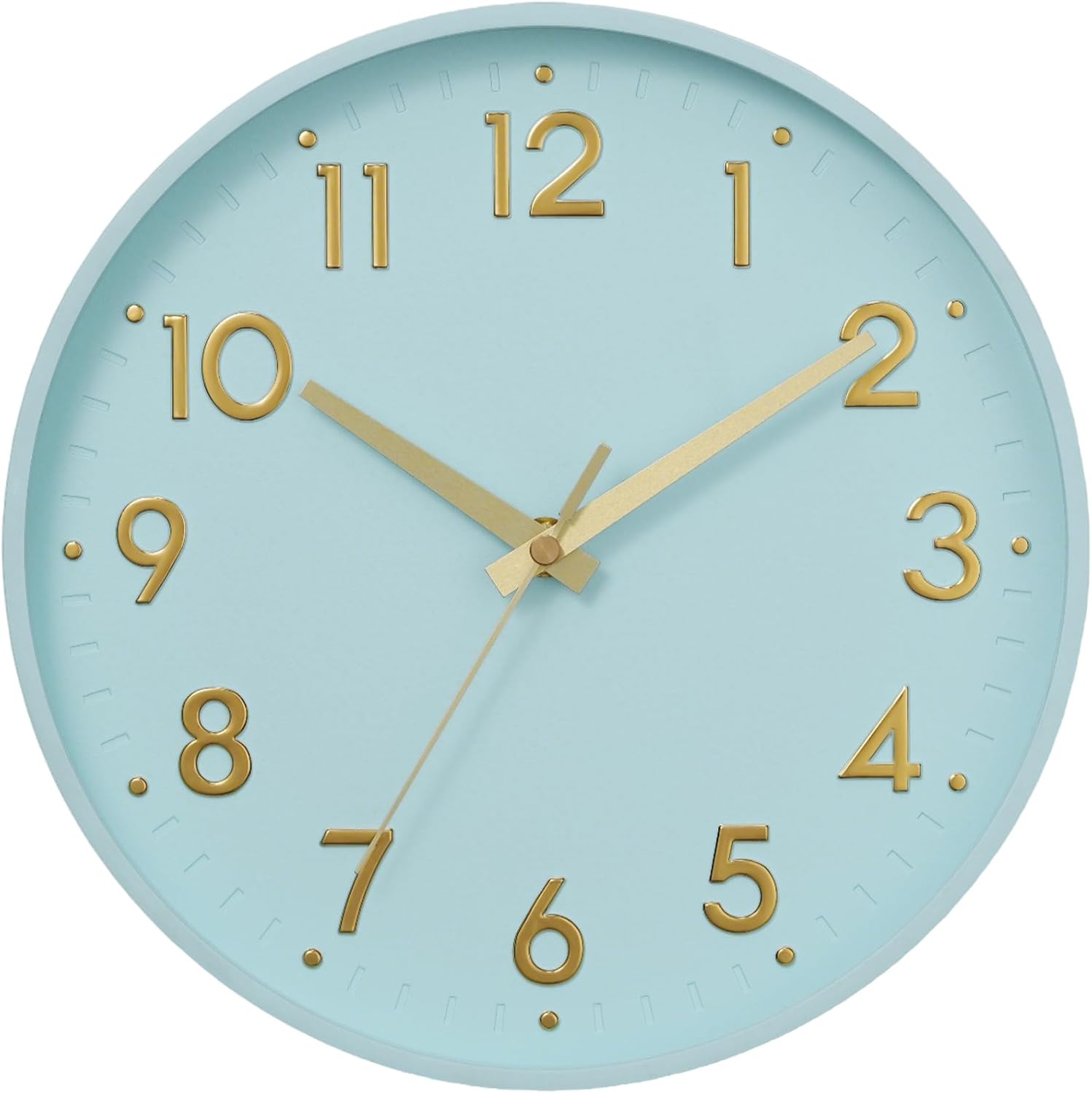 Battery Operated Modern Beige Wall Clock — 8" — G_aqua Blue