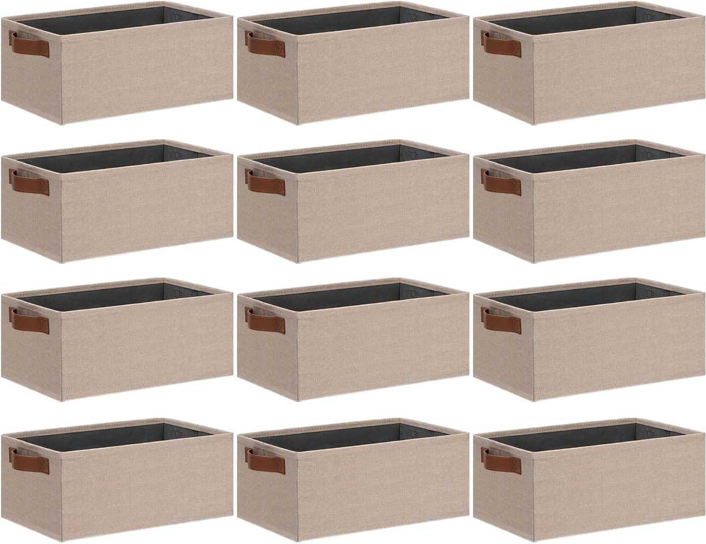 Beige Storage Bin — 11.8" — Small-11.8"x 7.87"x 5.11"-12pcs