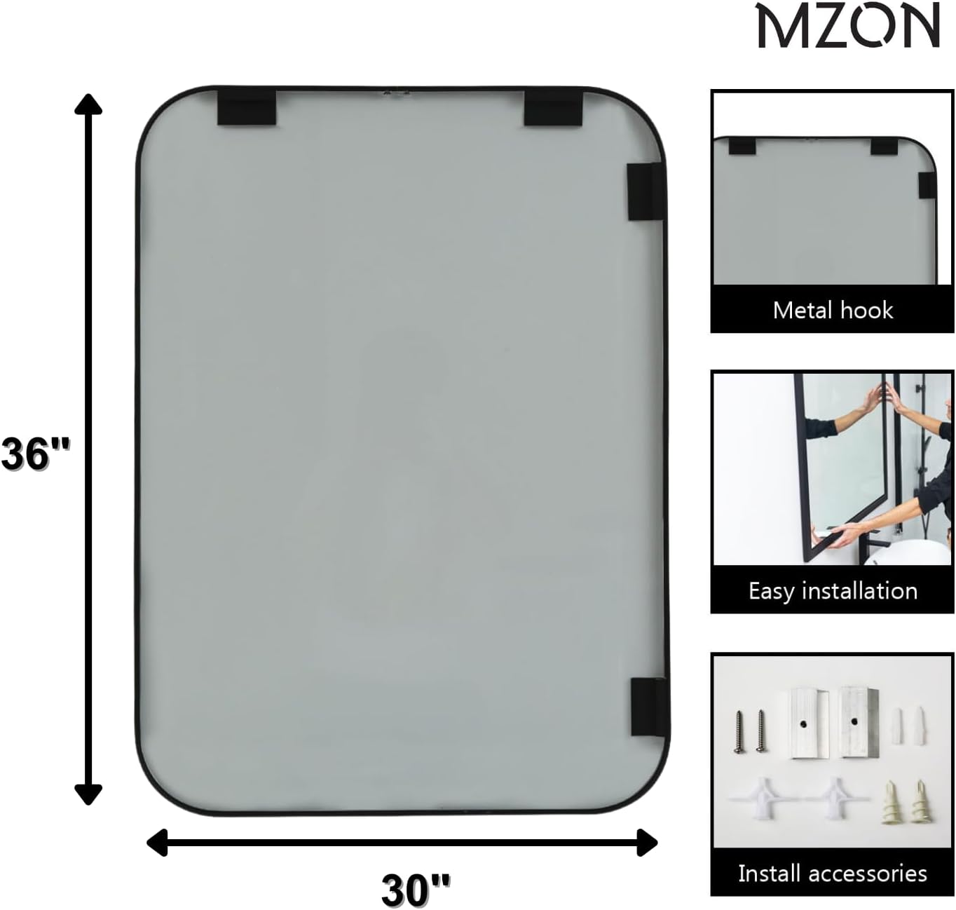 Luxe Black Wall Mirror — 36" - View 4