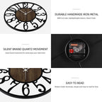 Battery Operated Farmhouse Black Wall Clock — 24" - View 4