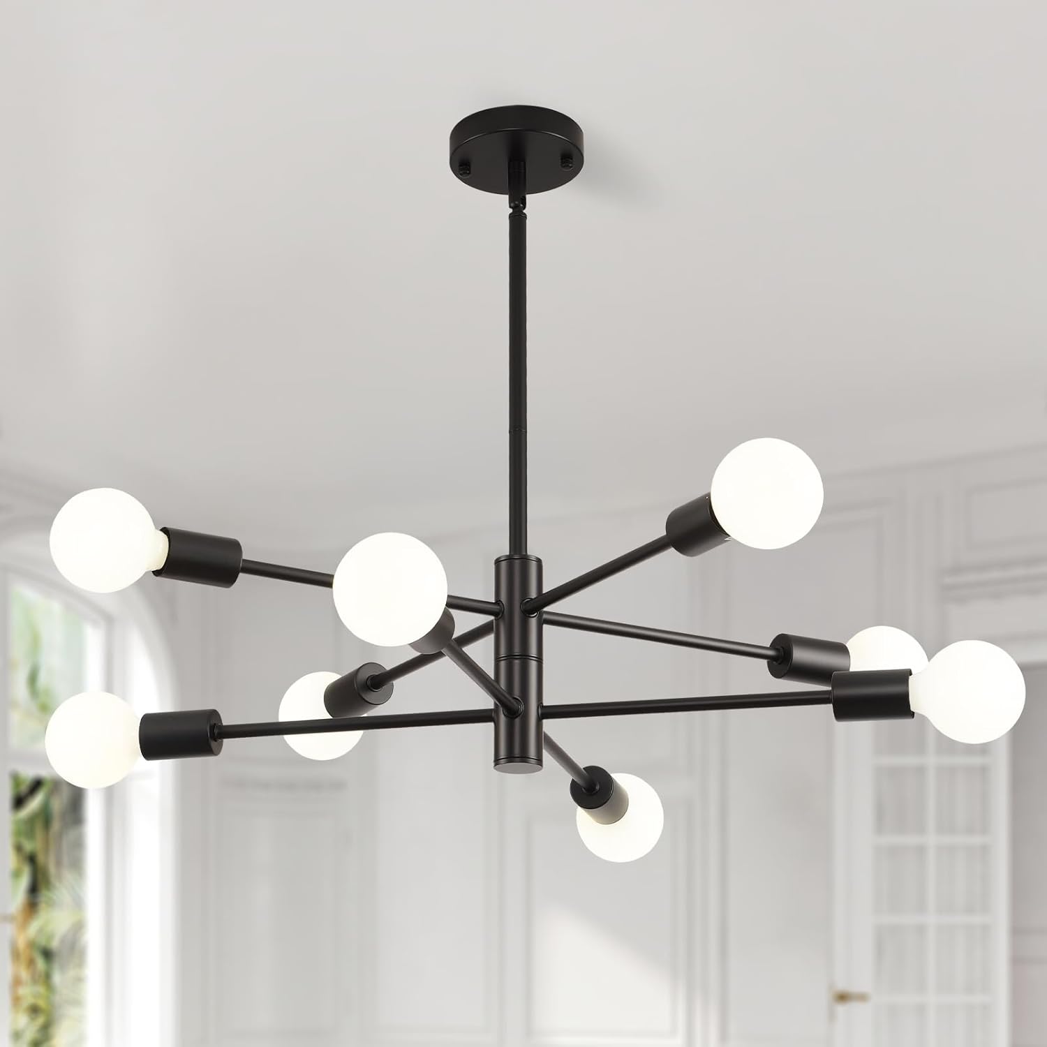 Adjustable Farmhouse Black Chandelier — 6-Light — Black