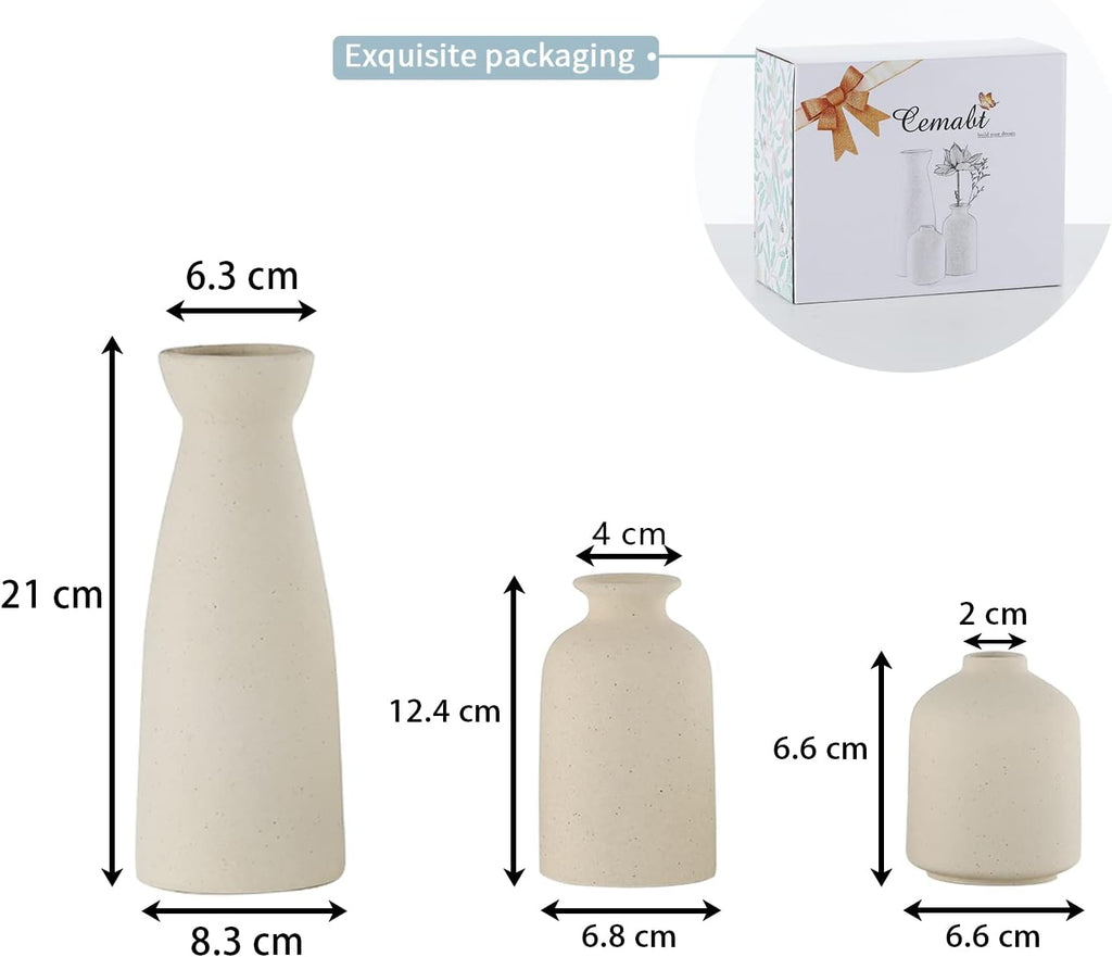 Boho Beige Flower Vase - View 3