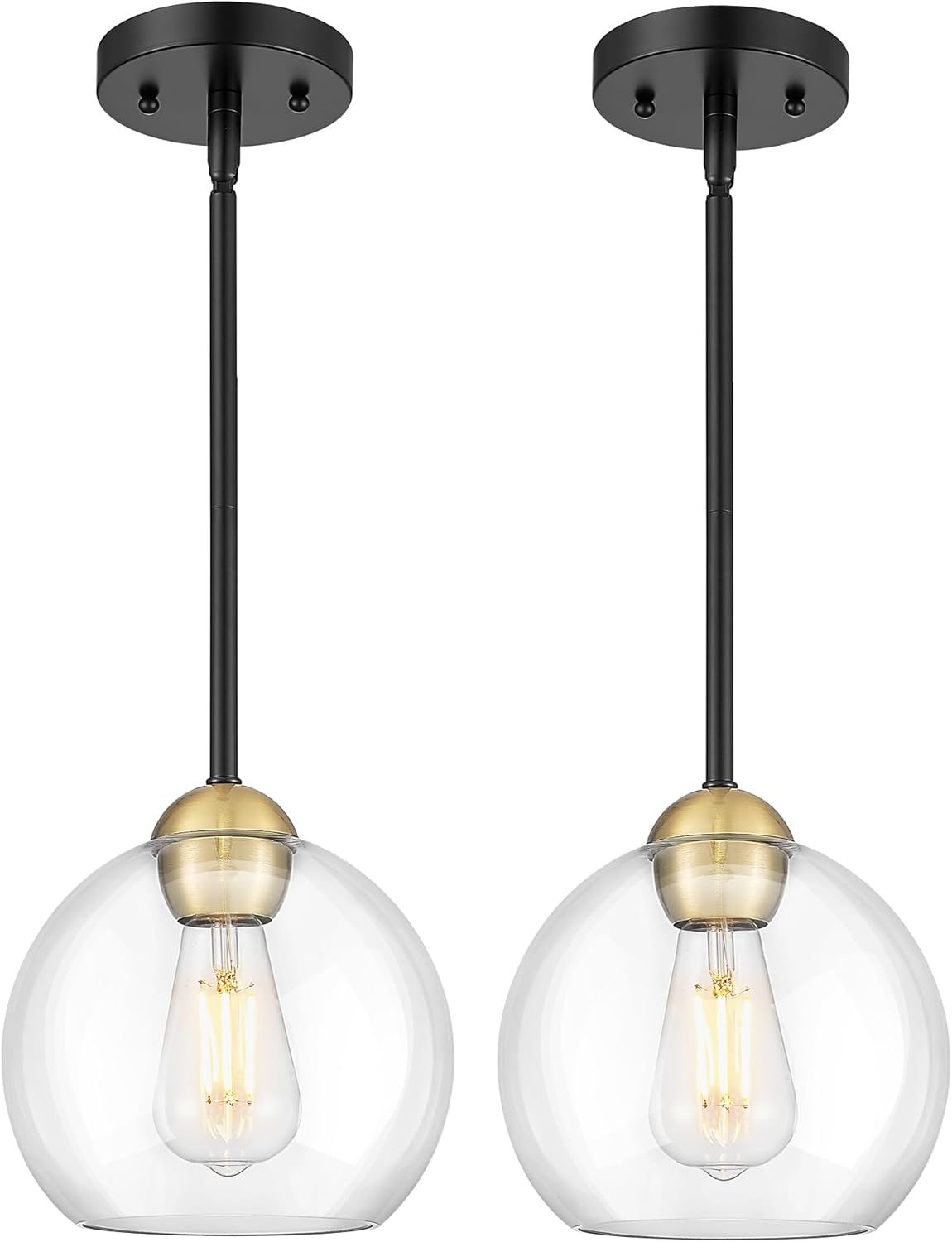 Luxe Black Pendant Light — 1-Light — Black Gold - 2PC