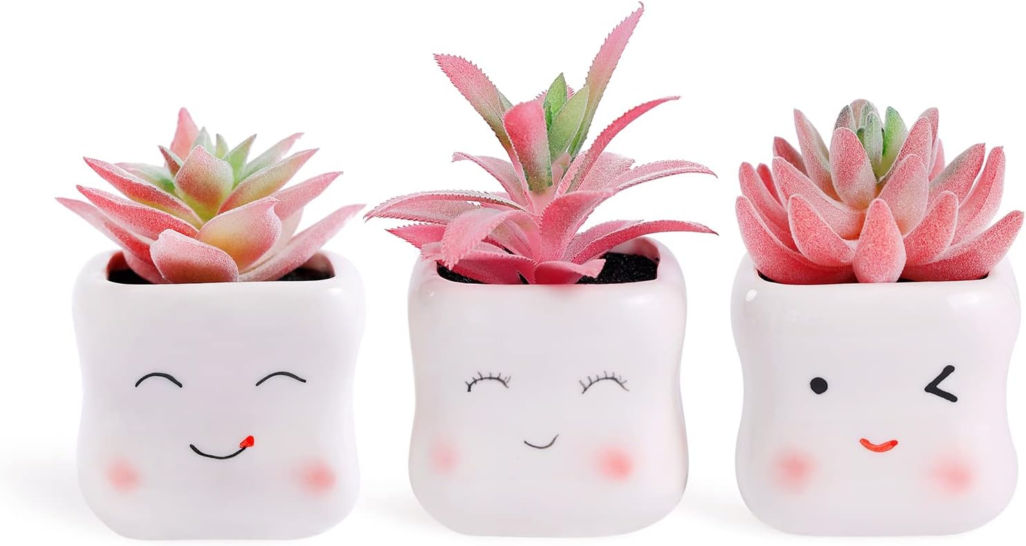 Gold Faux Succulent — Pink-3