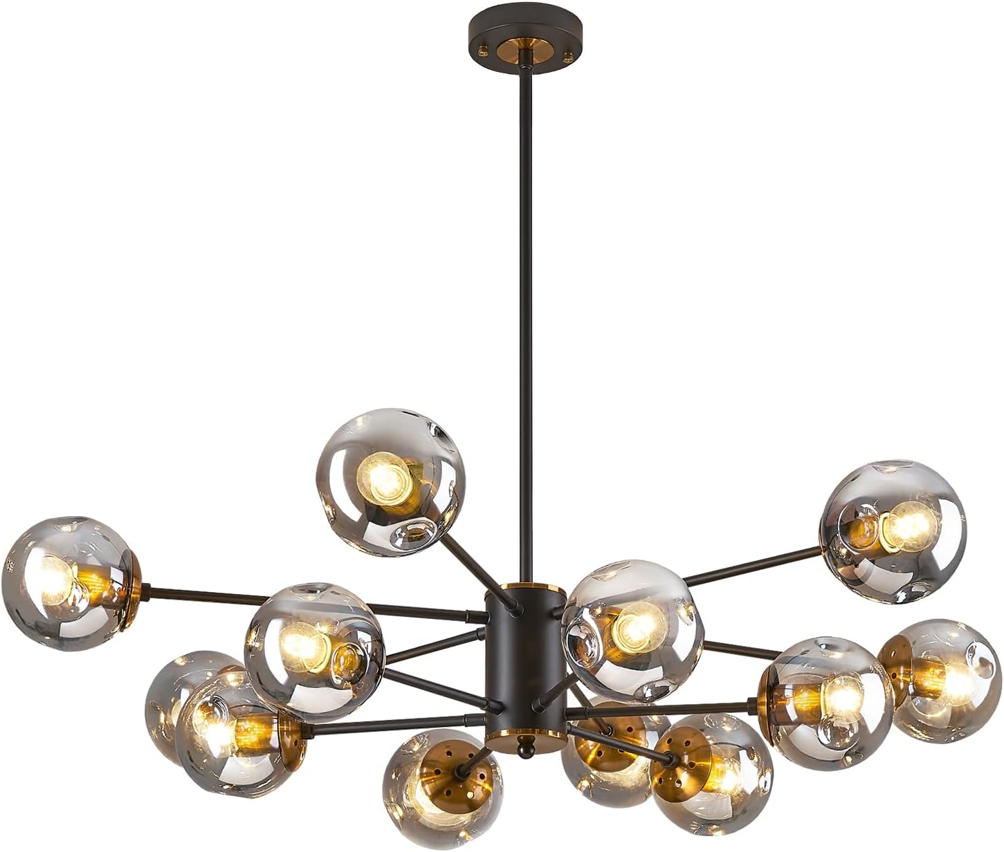 Vintage Farmhouse Black Chandelier — 6-Light — Black/Gold 12-Light 2-Tier