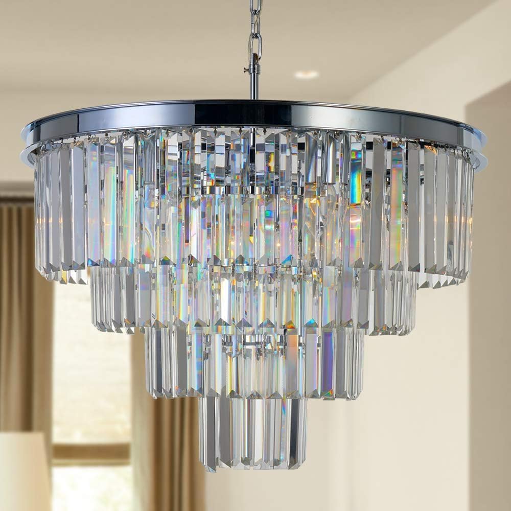 Luxe Black Chandelier — 18" — Chrome