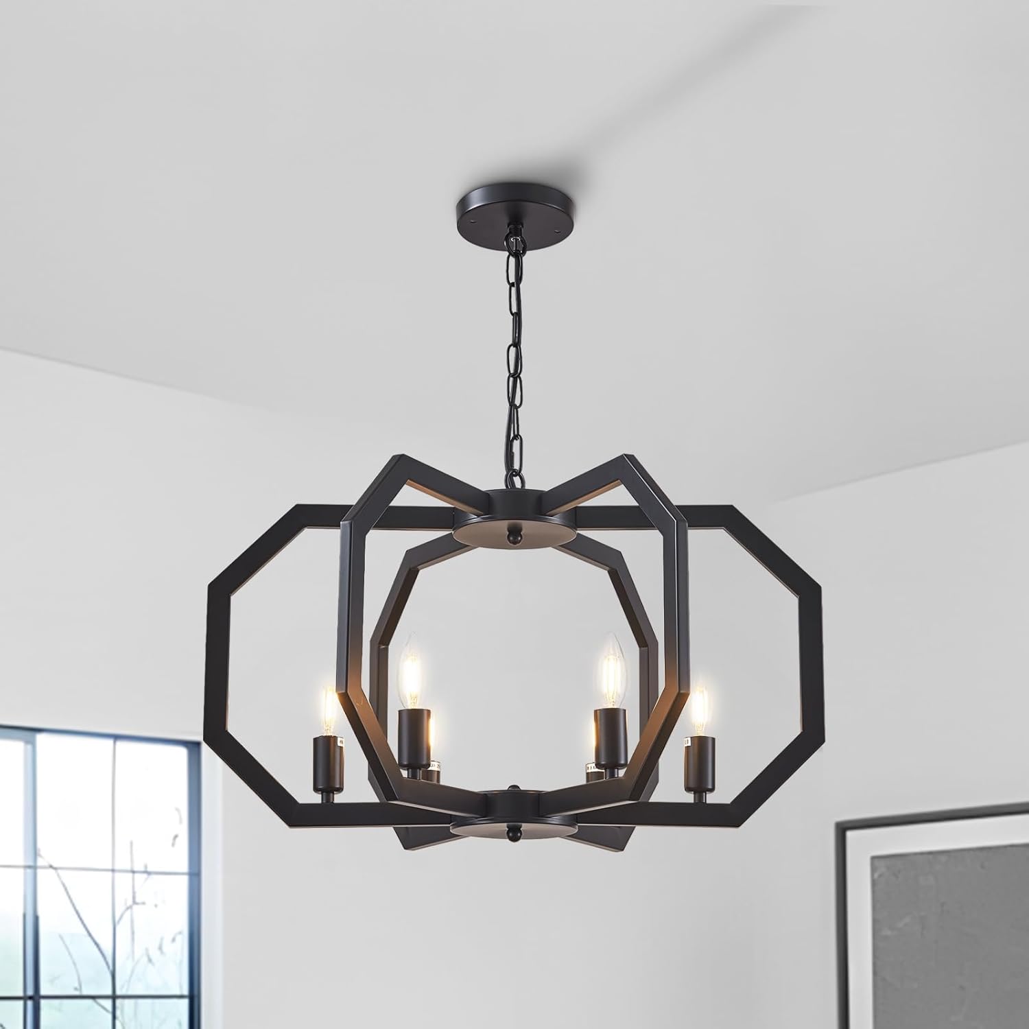 Farmhouse Black Chandelier — 4-Light — Black