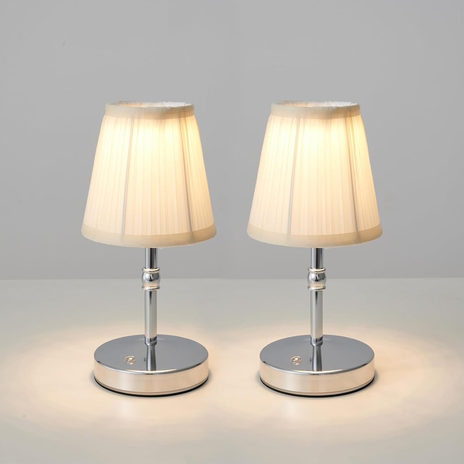 Cordless Luxe Black Table Lamp — 8" — Chrome-9.8 inch-2pack
