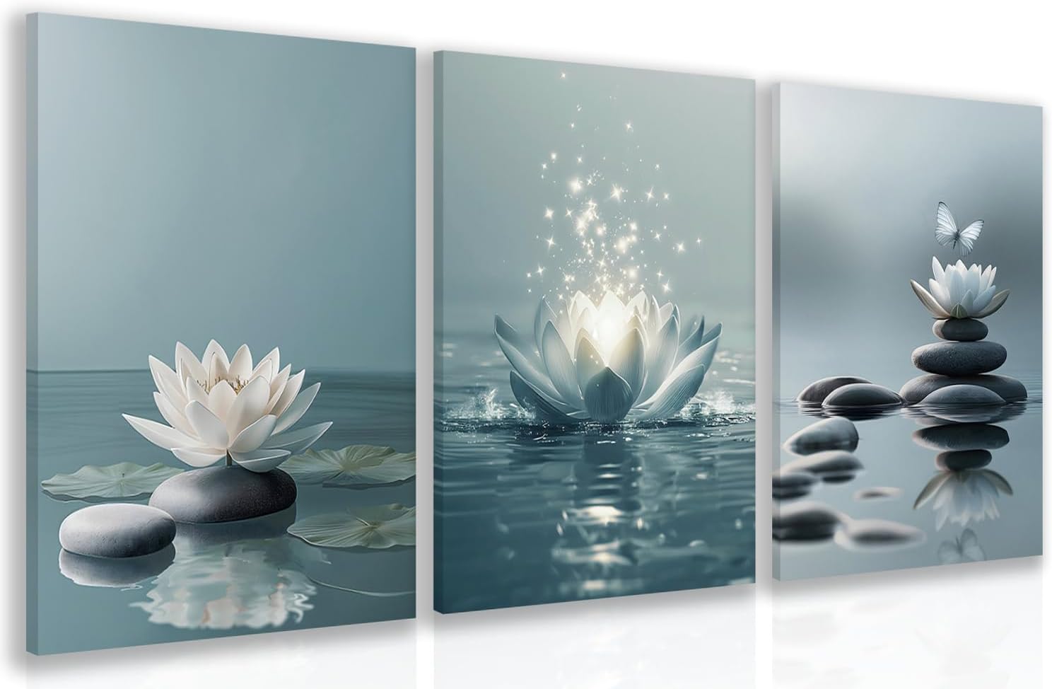 Framed Modern Black Canvas Wall Art — 16" — Zen