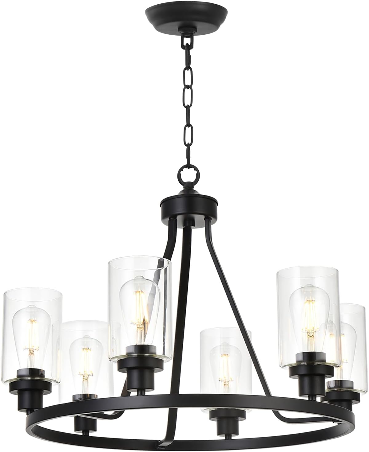 Farmhouse Black Chandelier — 6-Light — 6 Heads Black