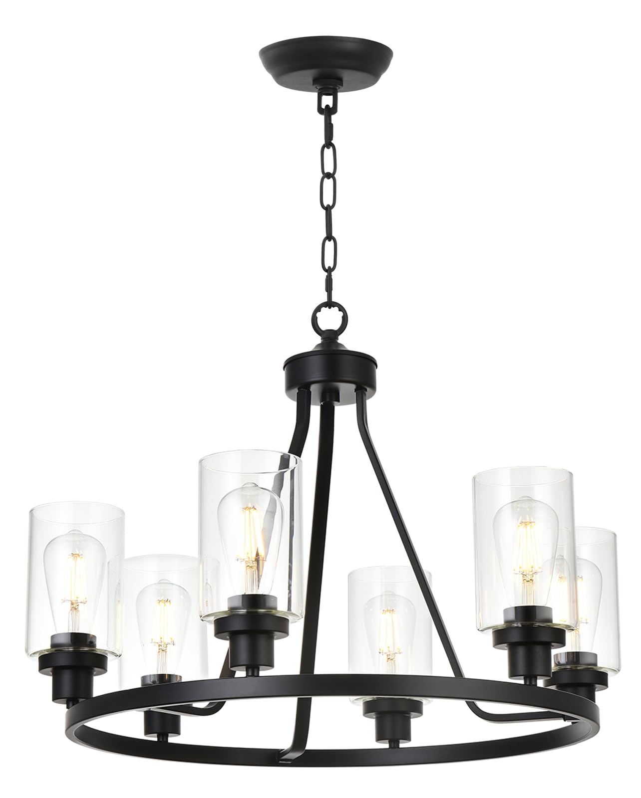 Farmhouse Black Chandelier — 6-Light