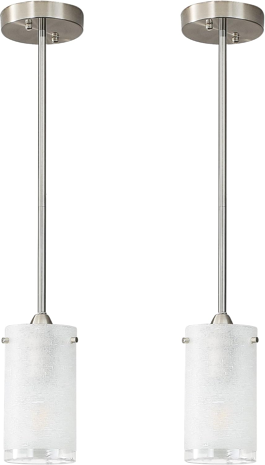Adjustable Modern Black Chandelier — 1-Light — White Frosted Glass Shade