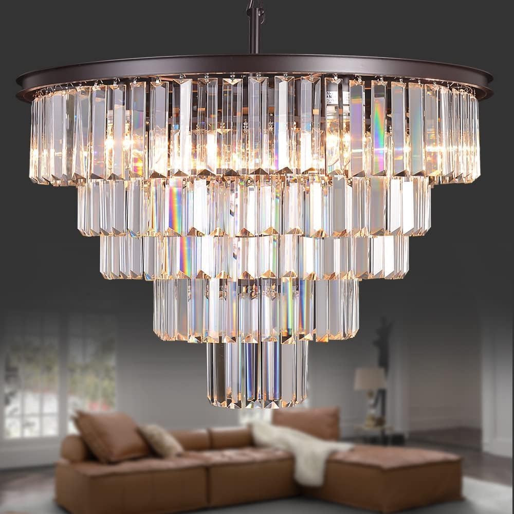 Luxe Black Chandelier — 18" — Bronze