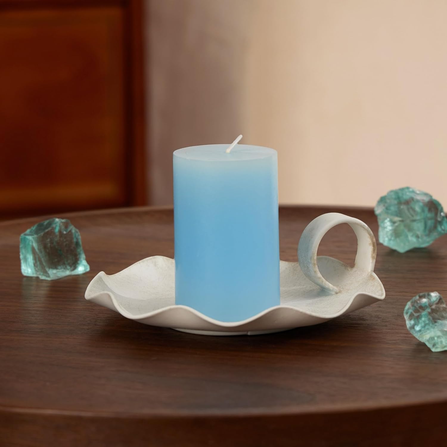 Modern Black Pillar Candle — 5.5" — White