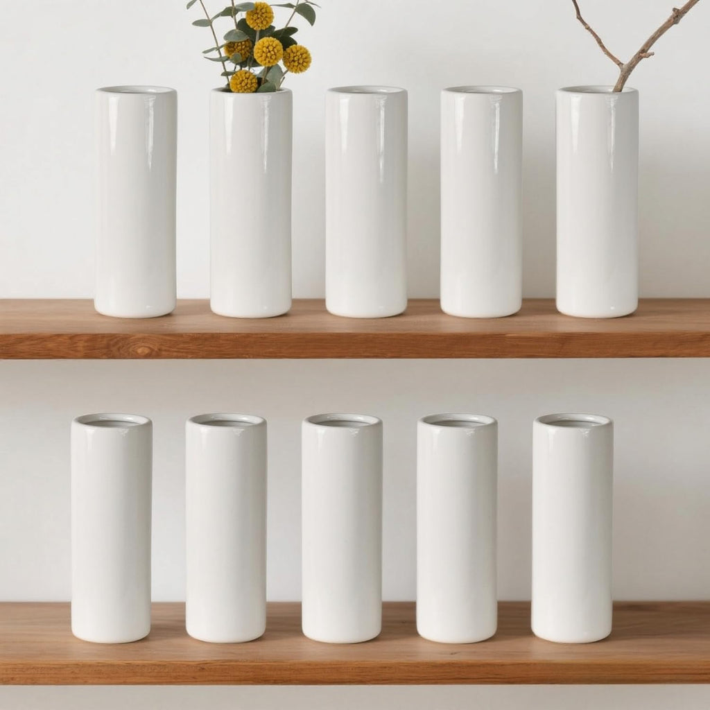 Modern Black Artificial Plant — 7.08" — 10 Pack White - Style 3 Large