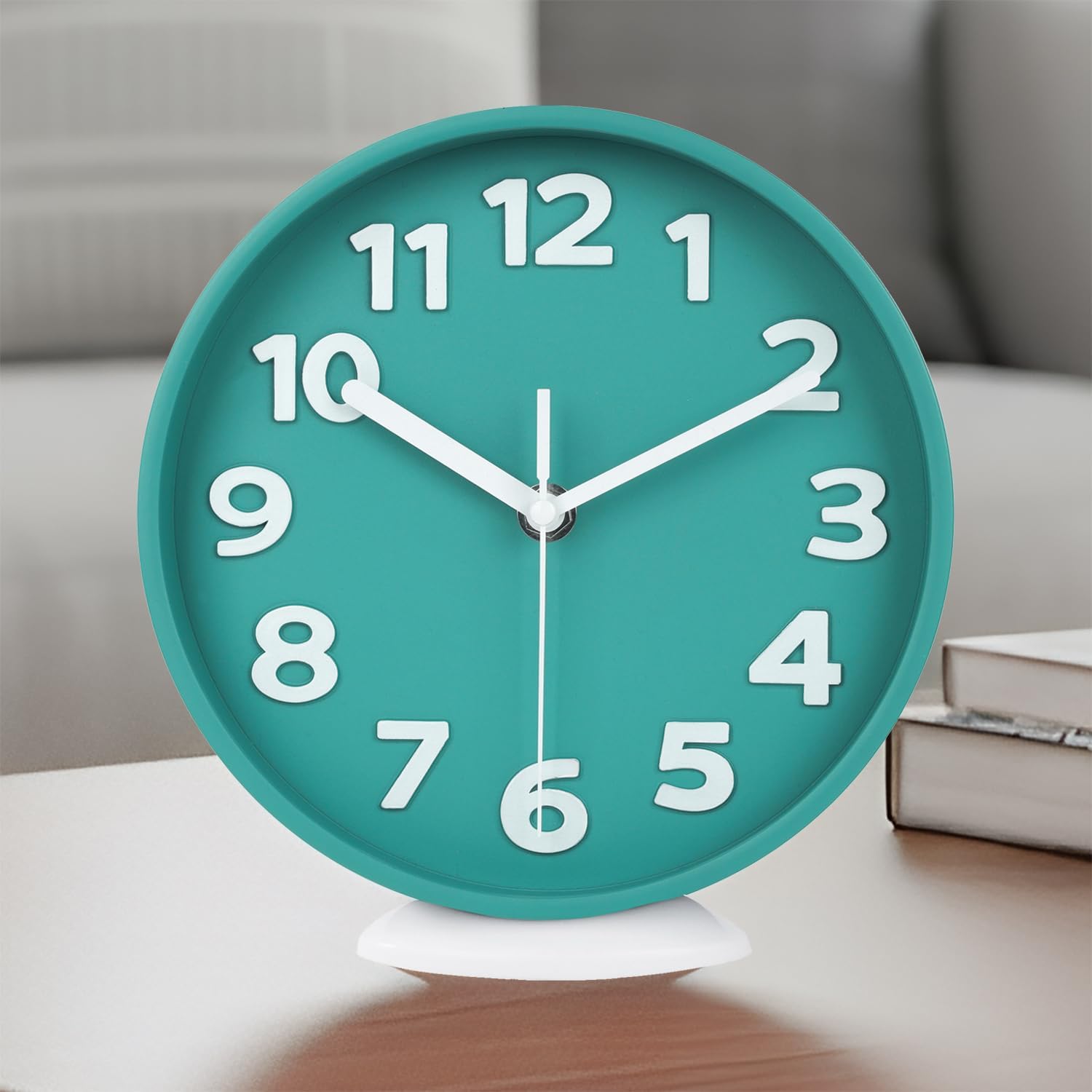 Battery Operated Modern Black Wall Clock — 12" — 8 Inch Teal