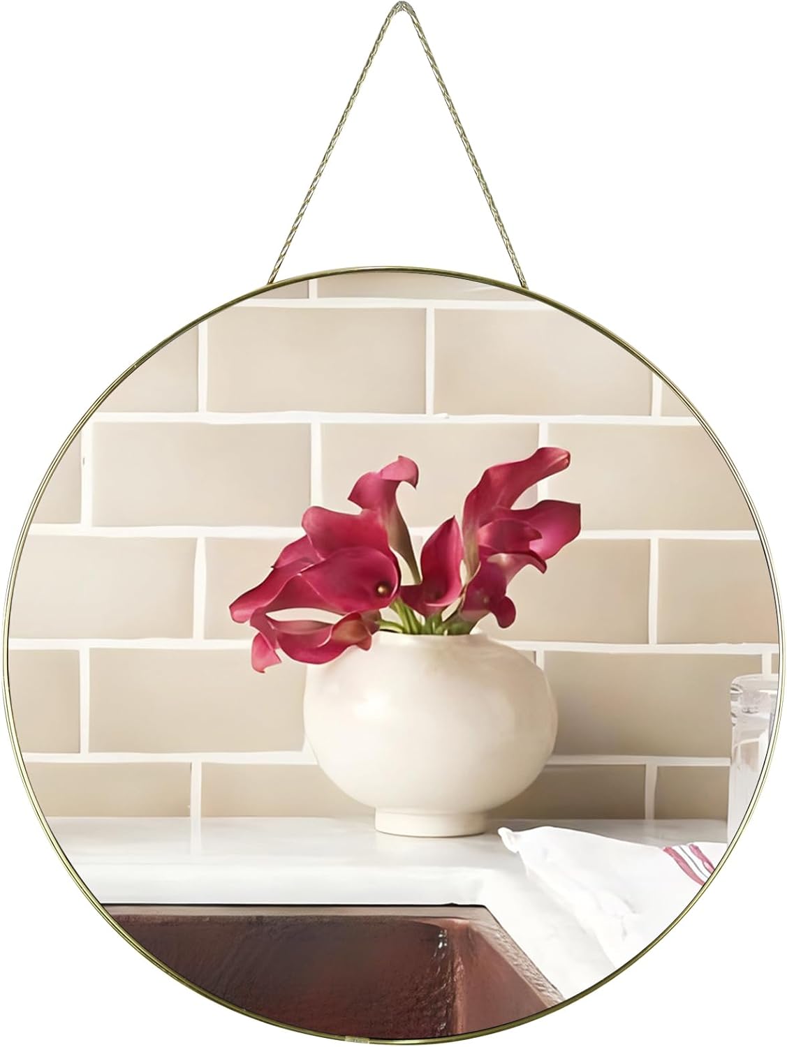 Round Luxe Black Wall Mirror — 12.6" — Gold