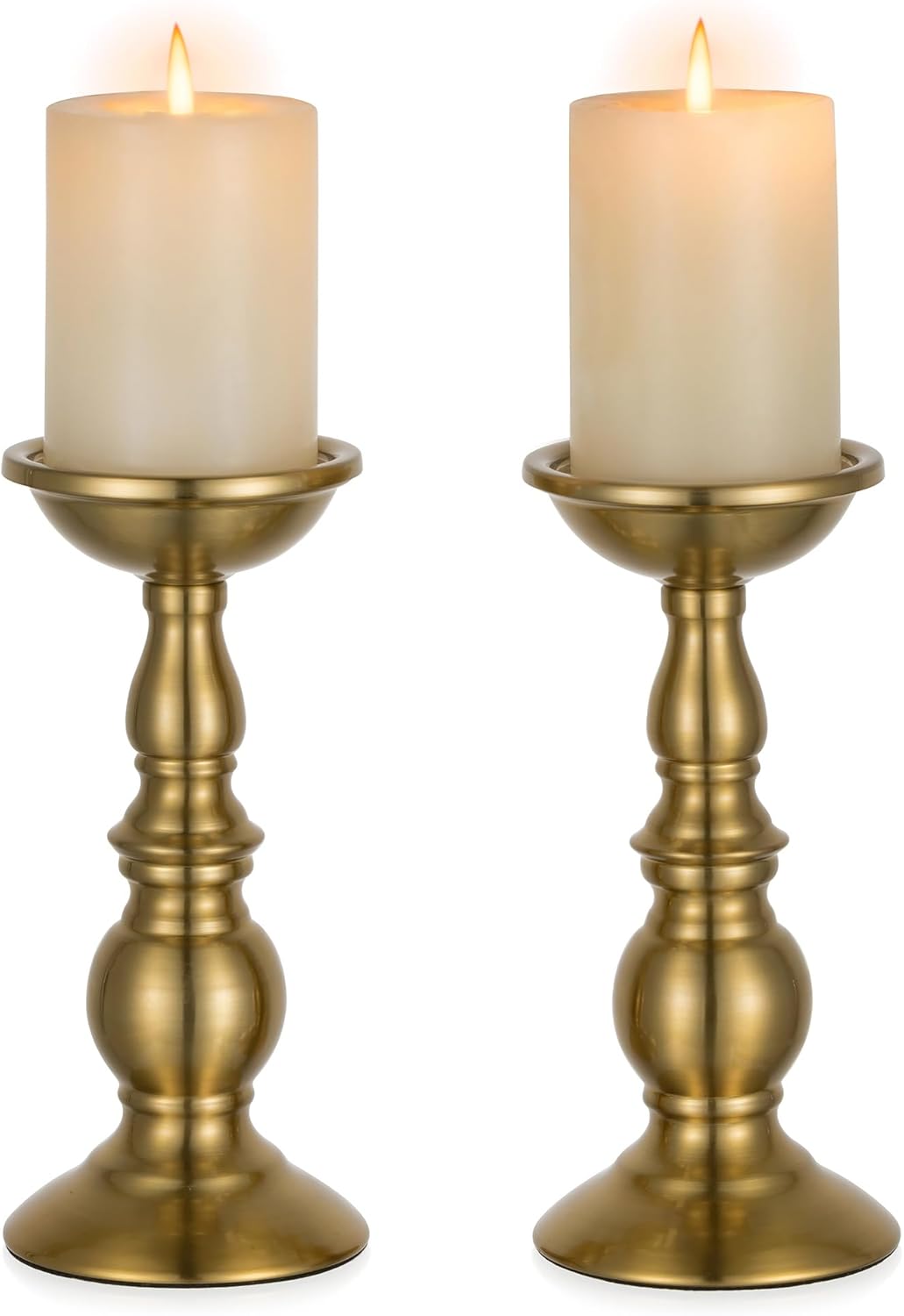 Vintage Luxe Black Pillar Candle — Brass