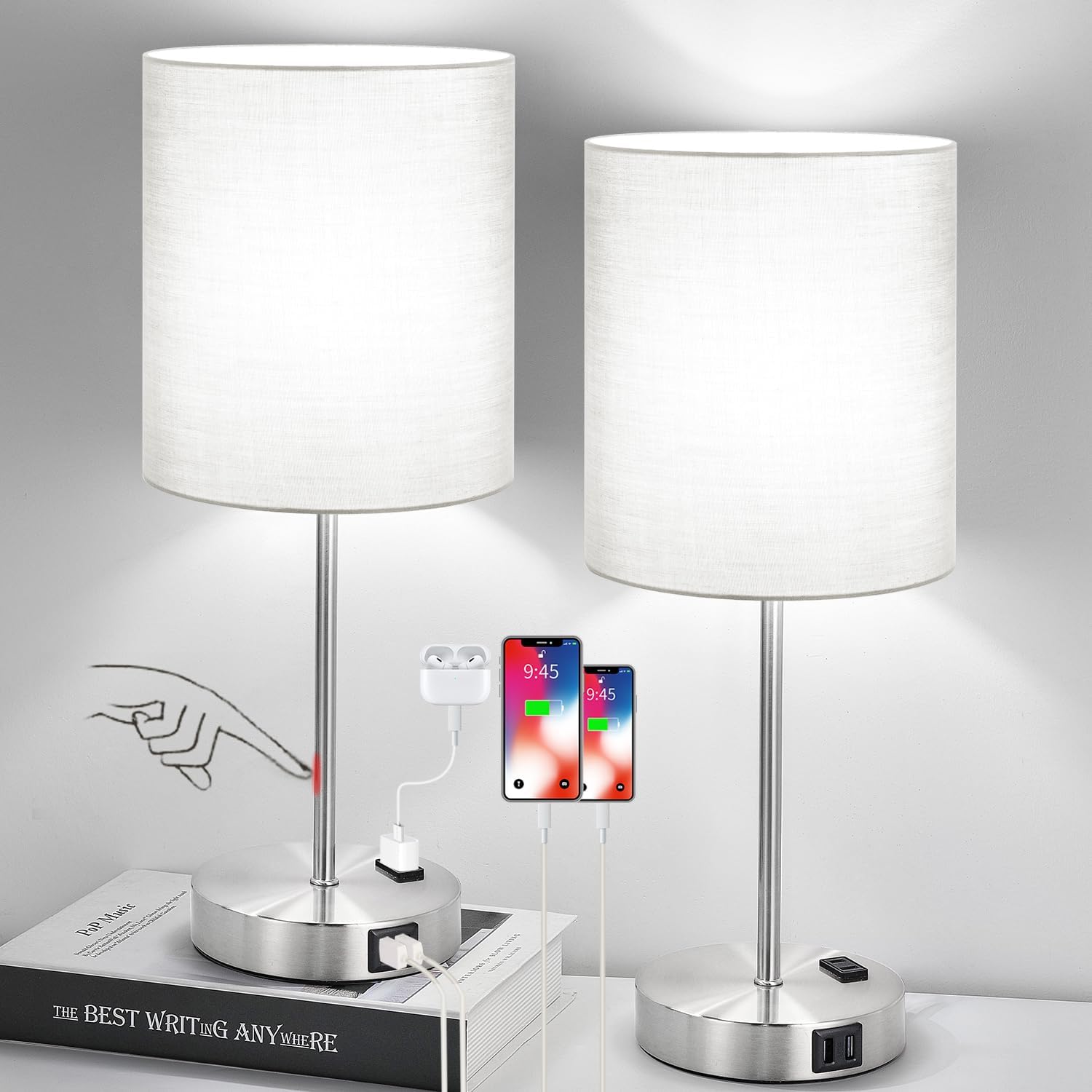 Dimmable Beige Smart Bulb — Set of 2 — (2 Pack)Gray & Brushed Nickel(Base)-5000K Bulbs Included