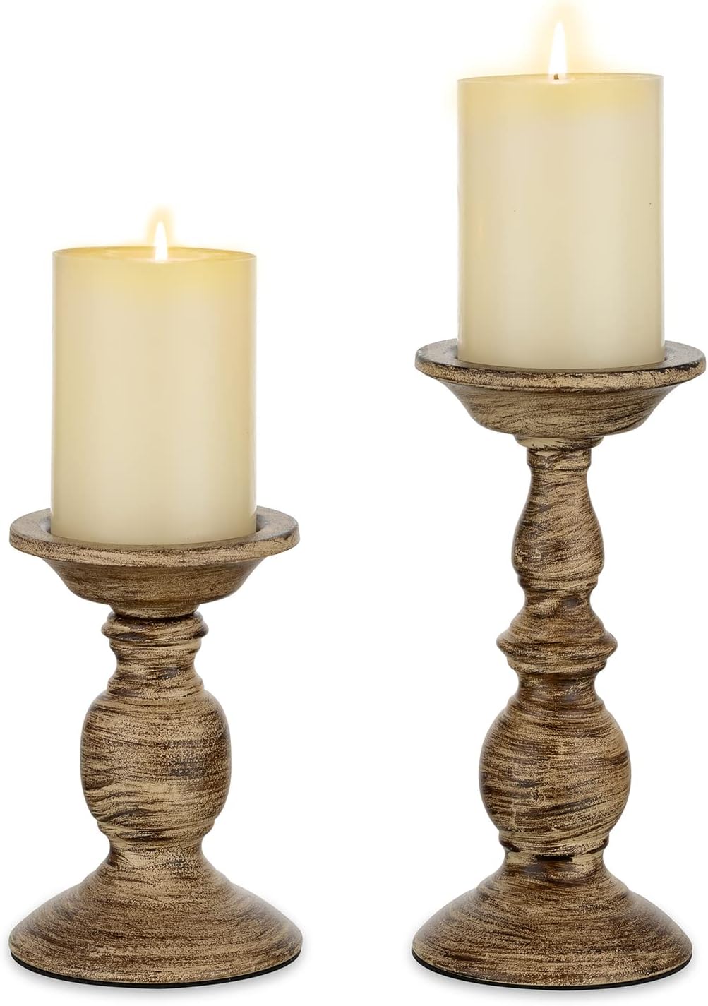 Vintage Mid-Century Black Pillar Candle — 2pcs/set