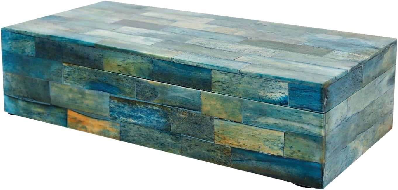 Vintage Boho Blue Storage Basket — 5" — VERDIGRIS