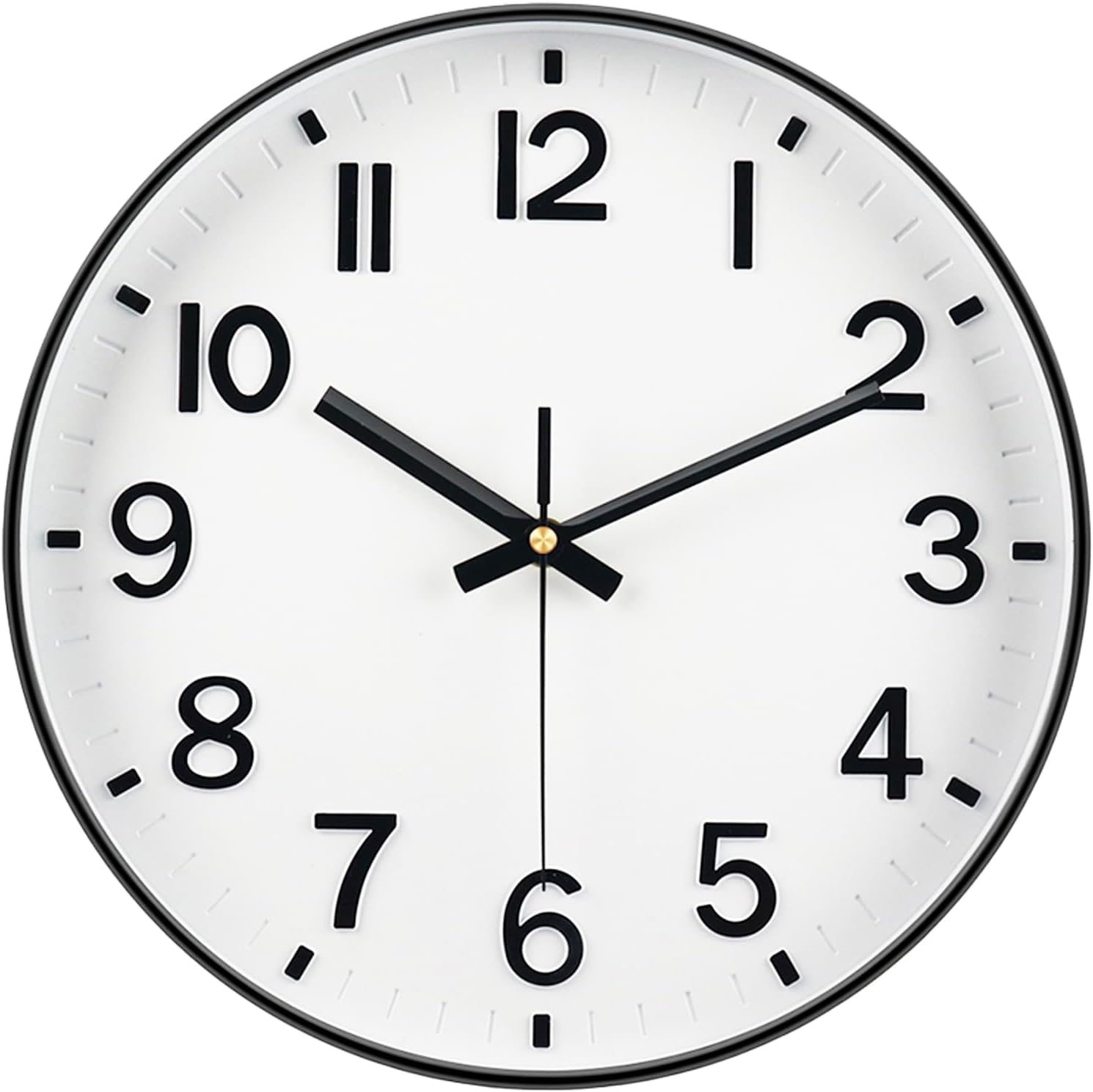 Battery Operated Black Wall Clock — 12" — Black