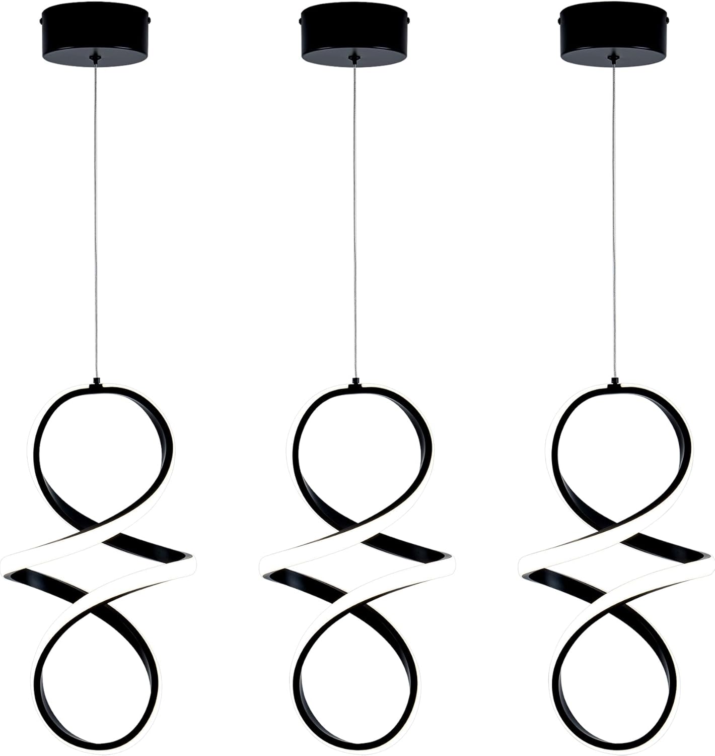 Adjustable Modern Black Pendant Light — Black Spiral 4000K