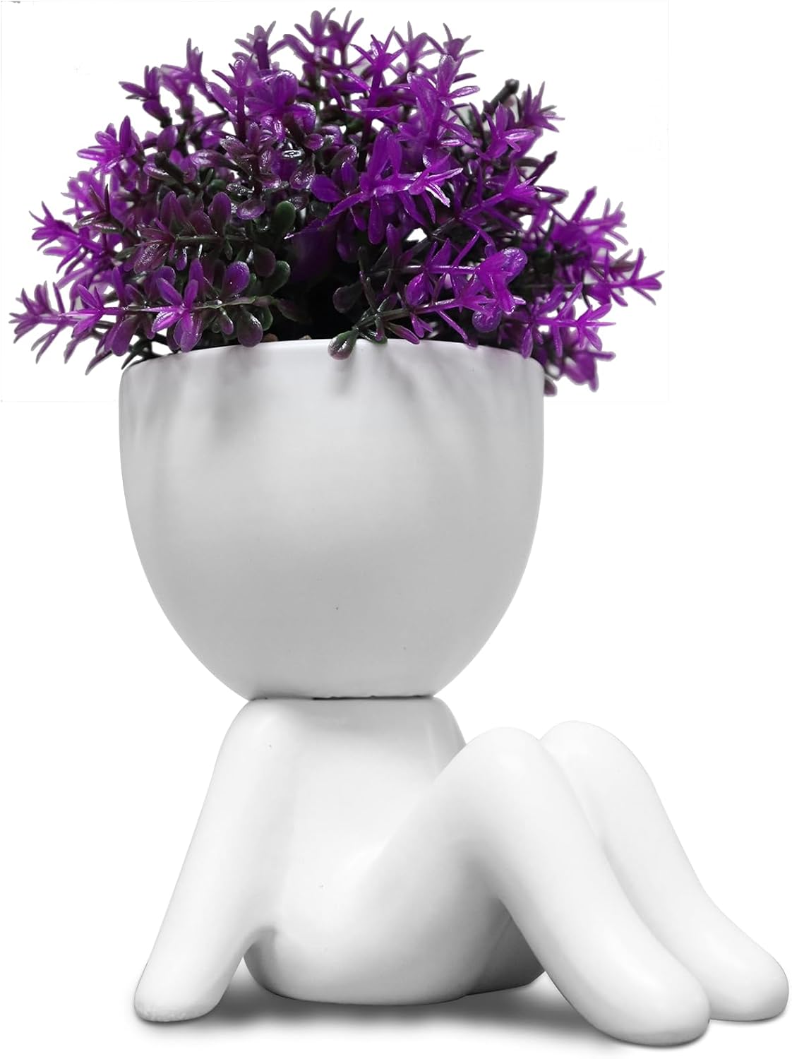 Beige Faux Succulent — Set of 1 — White-f