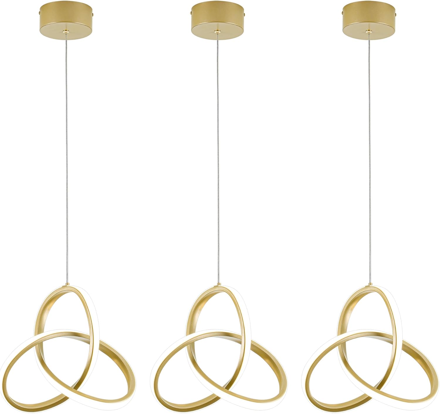 Adjustable Modern Black Pendant Light — Gold Flower 4000K