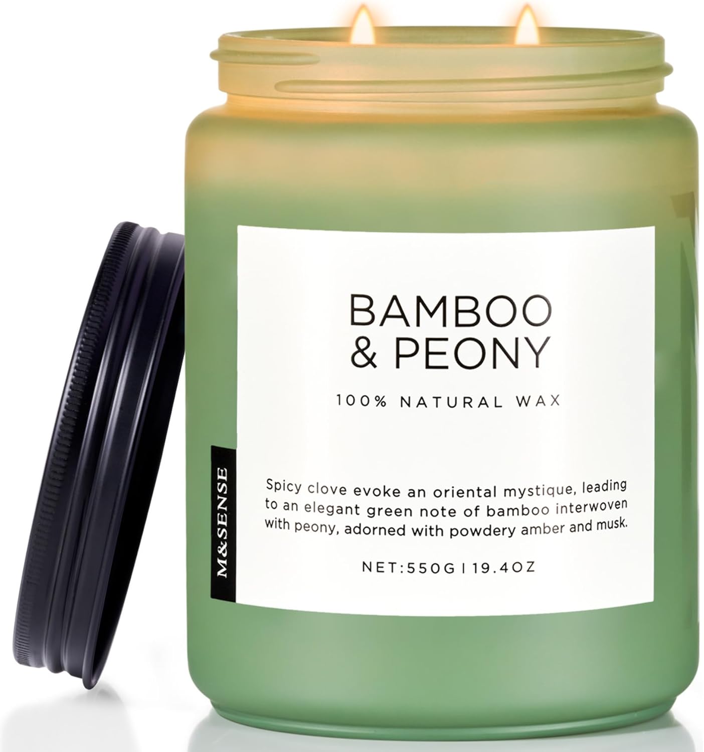 Scented Beige Soy Candle — Bamboo Peony