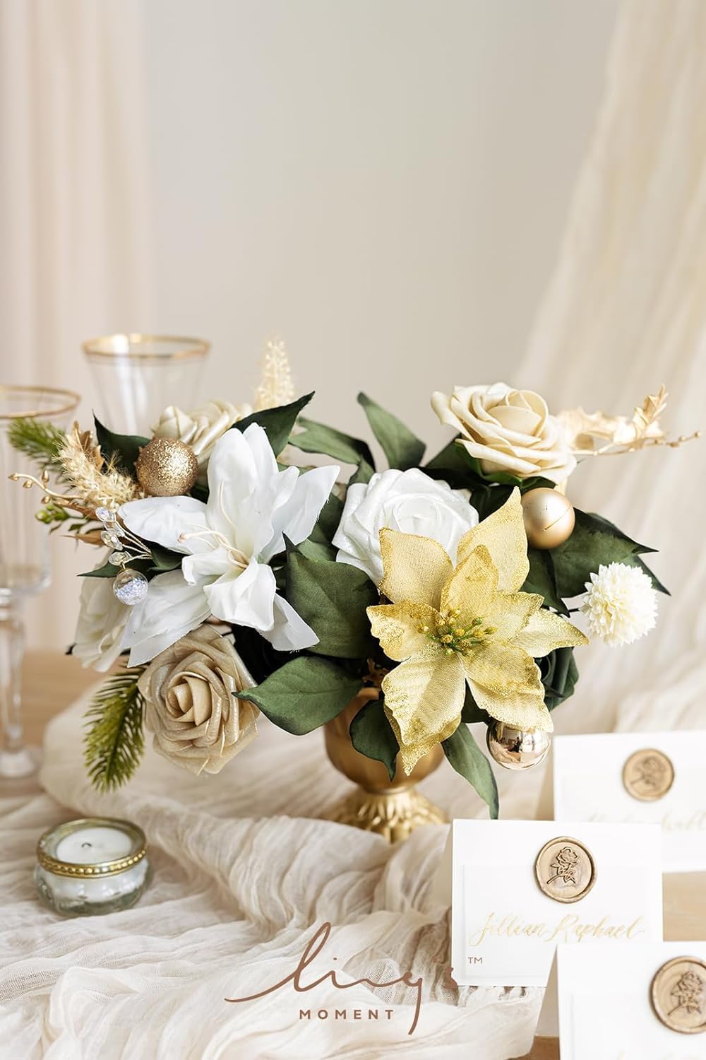 Luxe Beige Artificial Flowers — 3" - View 5