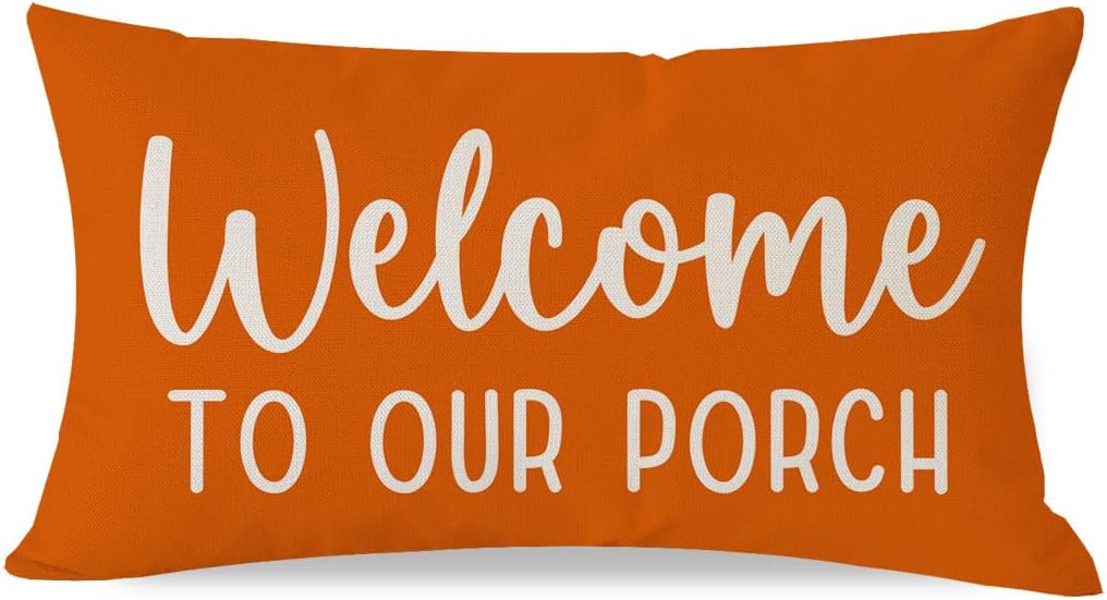 Lumbar Boho Beige Throw Pillow Cover — 20" — Orange