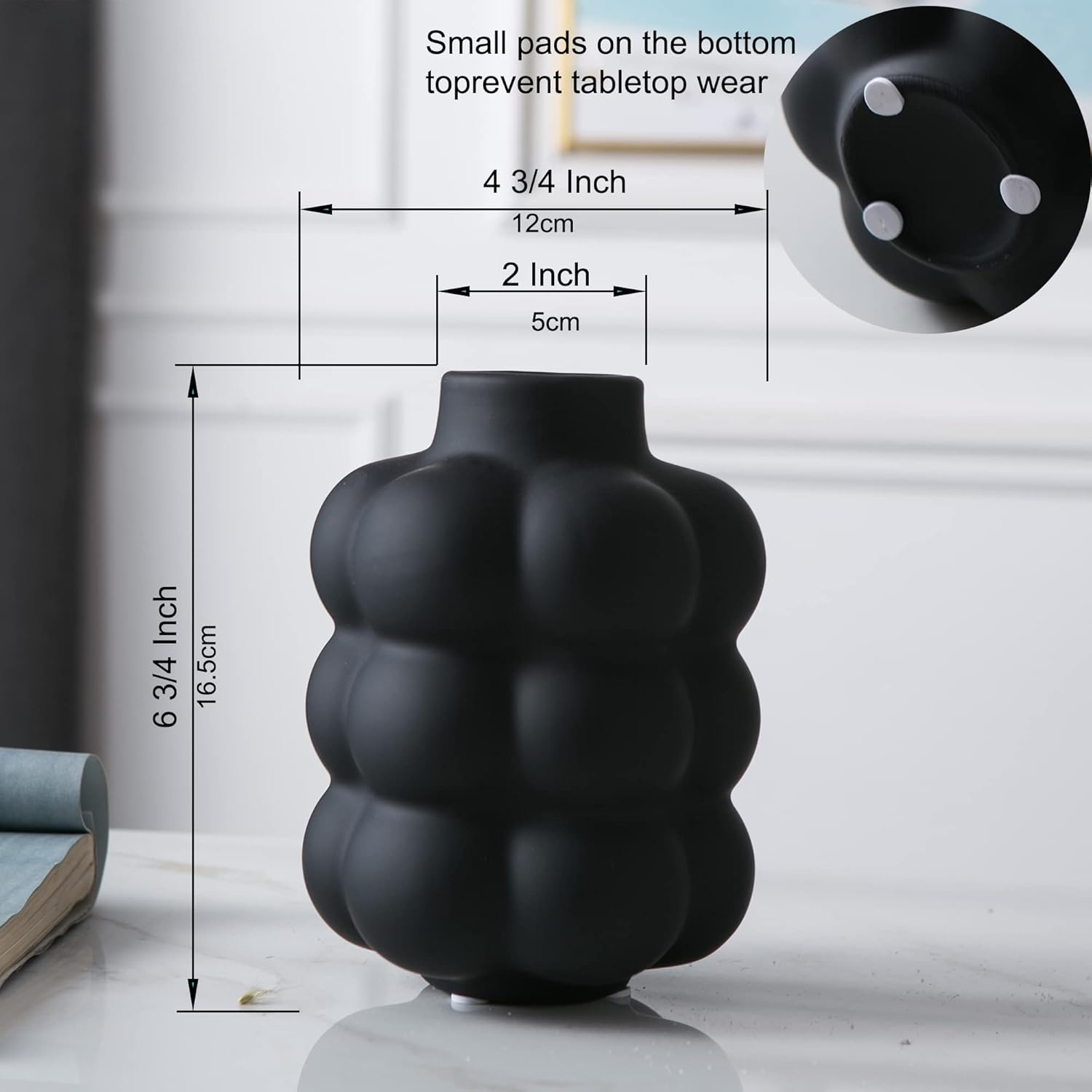 Boho Black Flower Vase — 6.7" - View 7