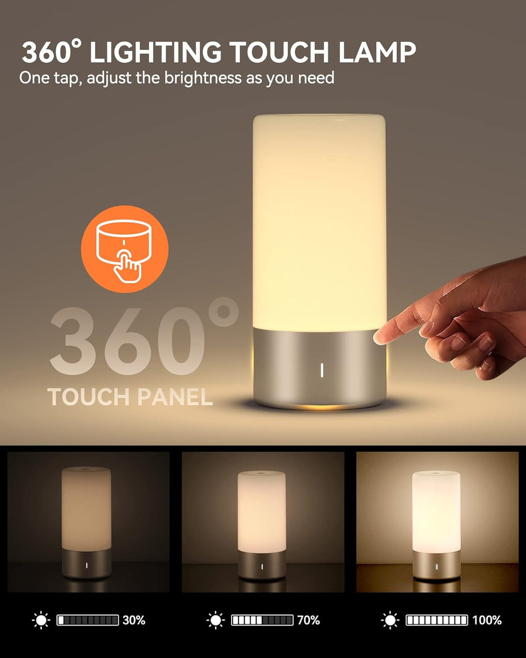 Dimmable Modern Grey Table Lamp - View 2