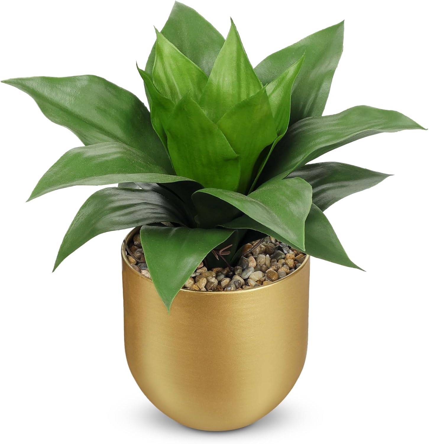 Farmhouse Black Artificial Plant — Green and Gray Agave Gold Vase