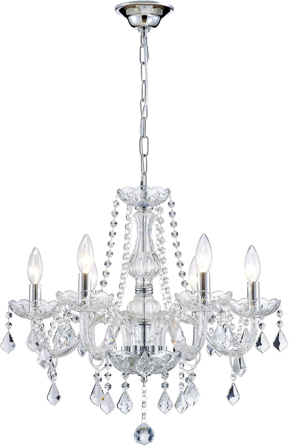 Adjustable Luxe Black Chandelier — 27" — Chrome