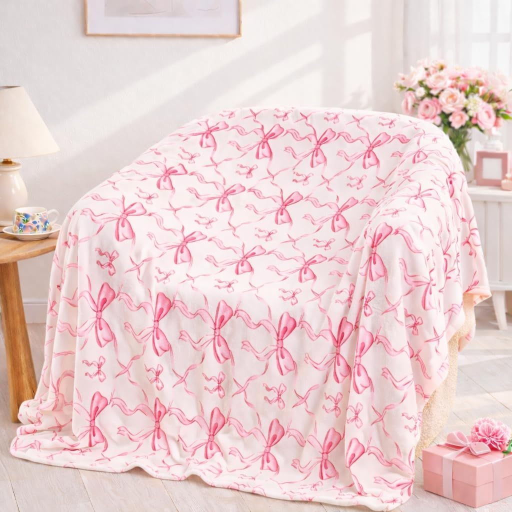 Beige Throw Pillow — 50" — Bow Pink