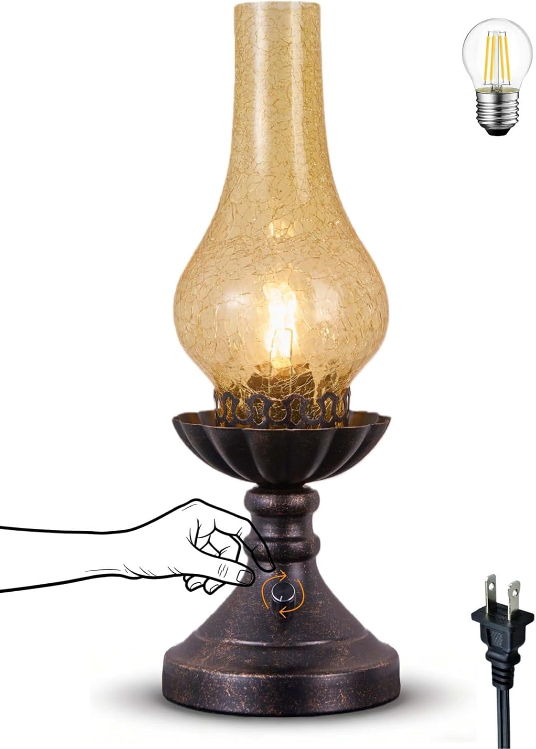 Vintage Farmhouse Orange Bedside Lamp — Amber Rs