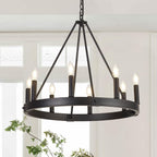 Round Farmhouse Metal Chandelier — 24" - View 10
