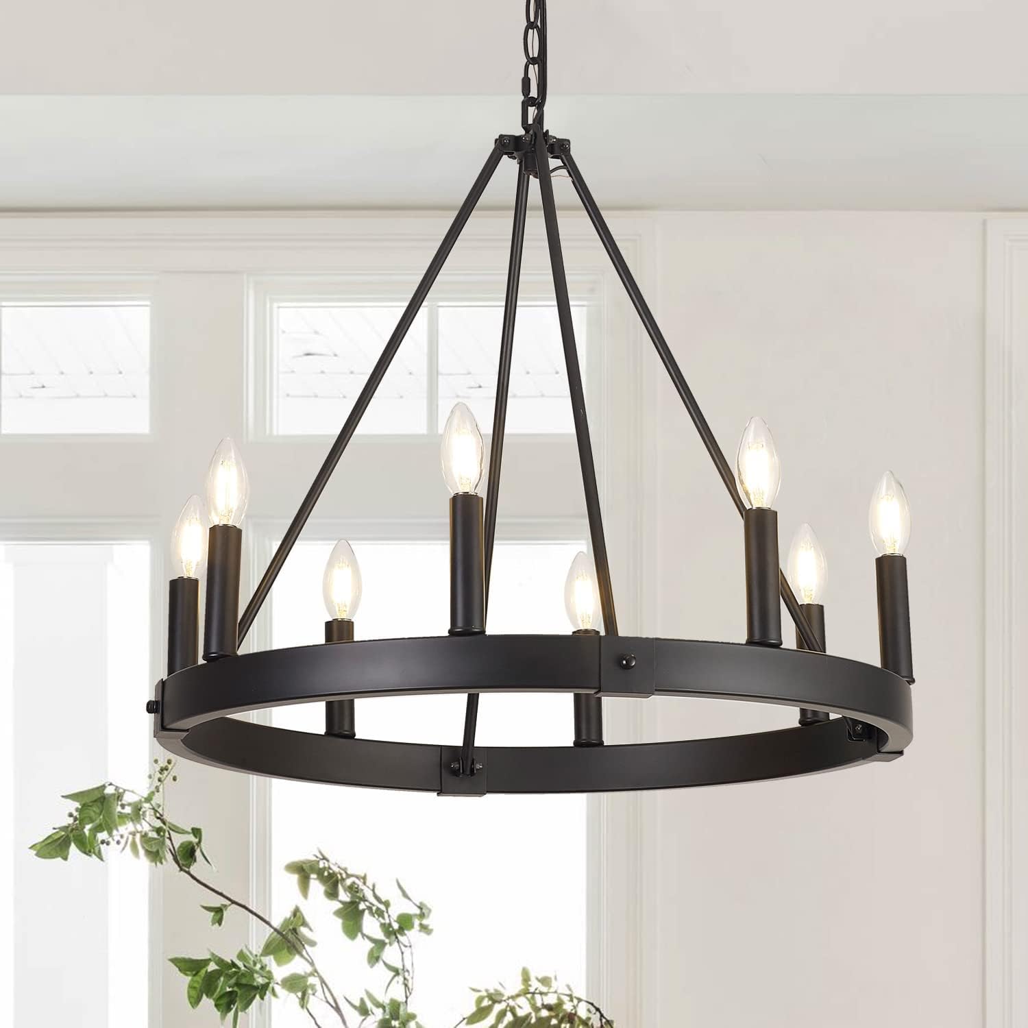 Round Farmhouse Metal Chandelier — 24" - View 10