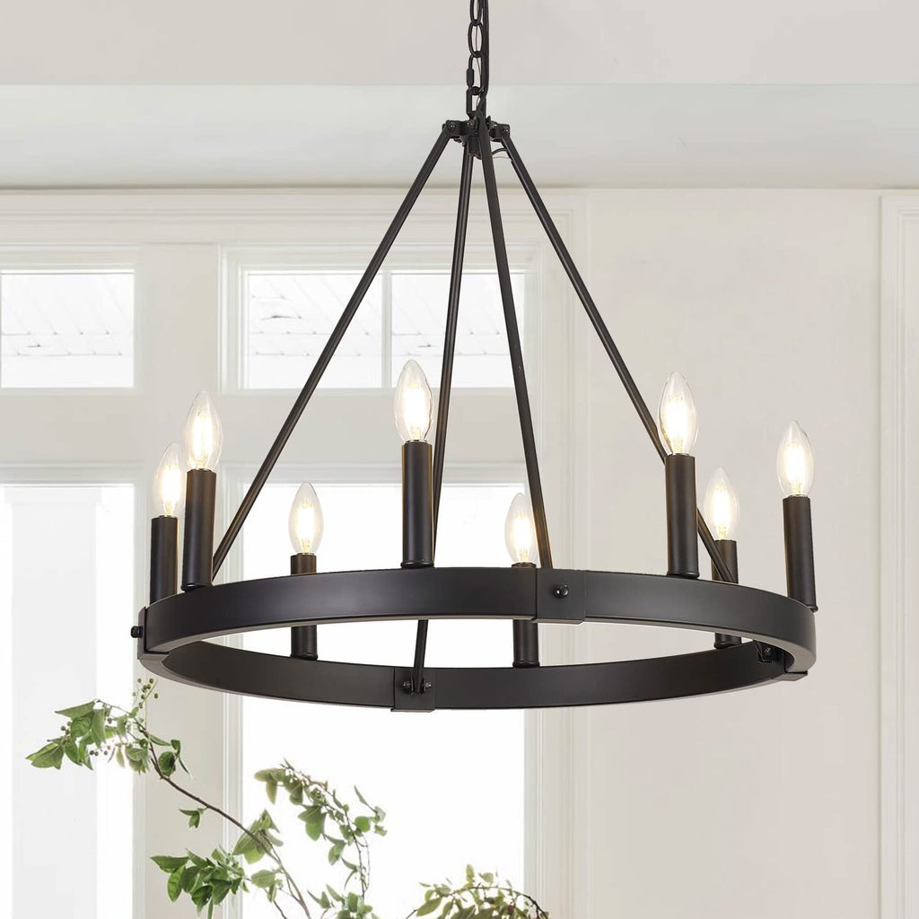 Round Farmhouse Metal Chandelier — 24"