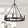 Round Farmhouse Metal Chandelier — 24"