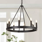Round Farmhouse Metal Chandelier — 24"