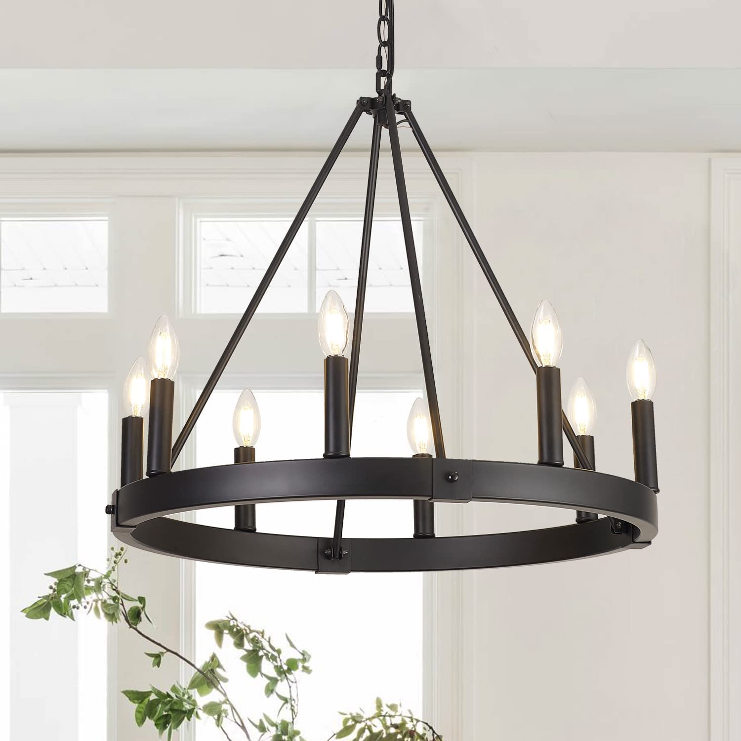 Round Farmhouse Metal Chandelier — 24"